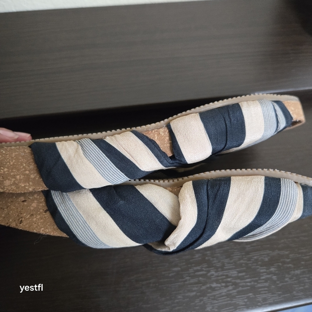 Figue criss cross cork fabric sandals blue ivory 6 - Picture 4 of 8